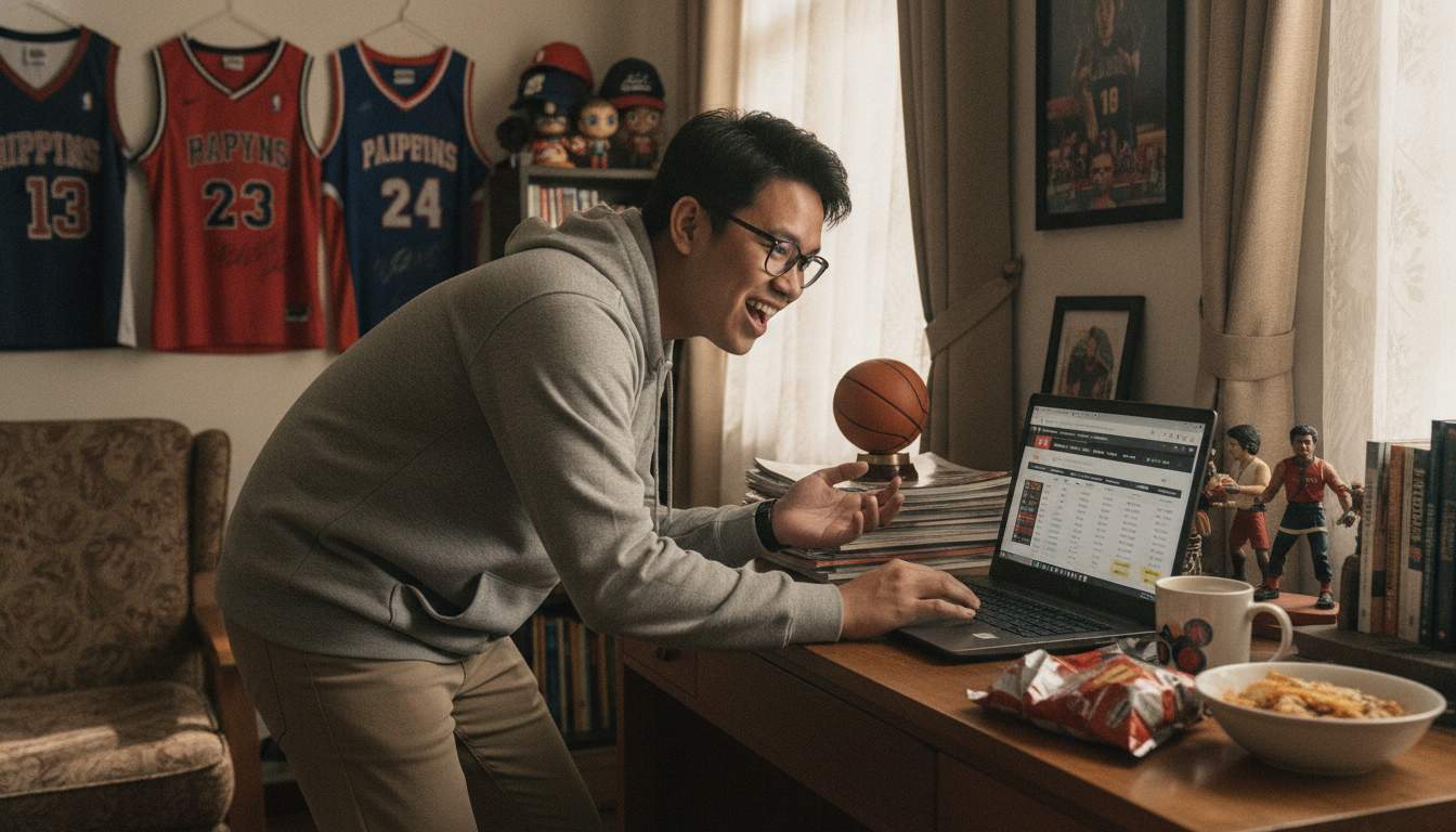 Man placing a sports bet online