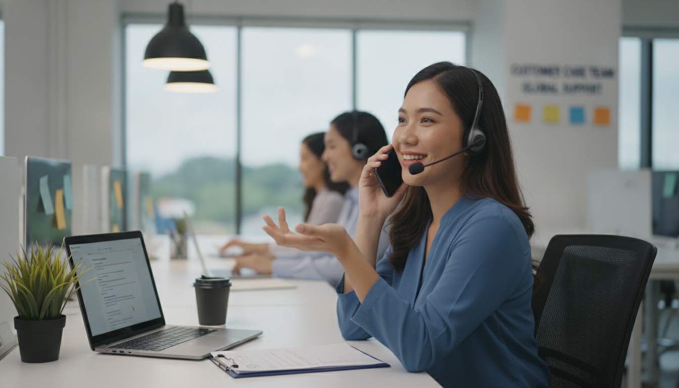 Customer service representative assisting