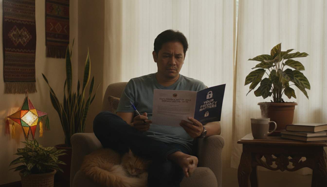 Person reading privacy policy